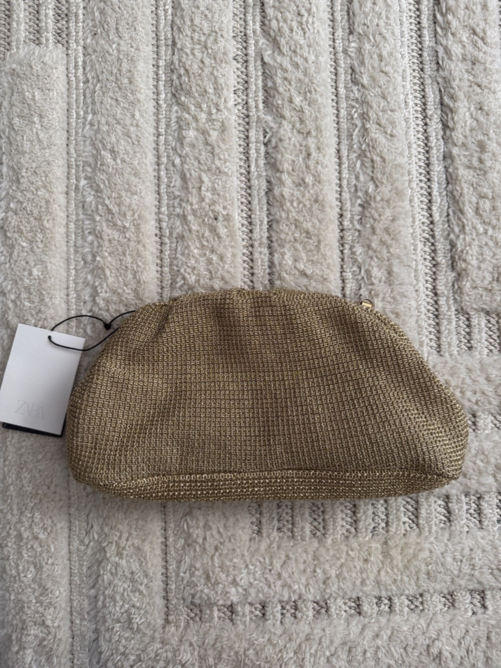 ZARA Metallic Gold Woven Key & Card Holder Pouch
